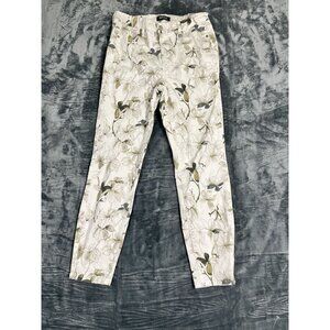 Buffalo David Bitton Floral Print Womens Skinny Pants White & Green Size 6